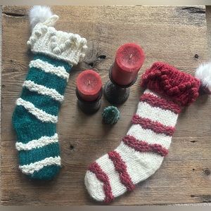 Chunky Knit extra long Christmas Stockings from Anthropology set of Set of 2